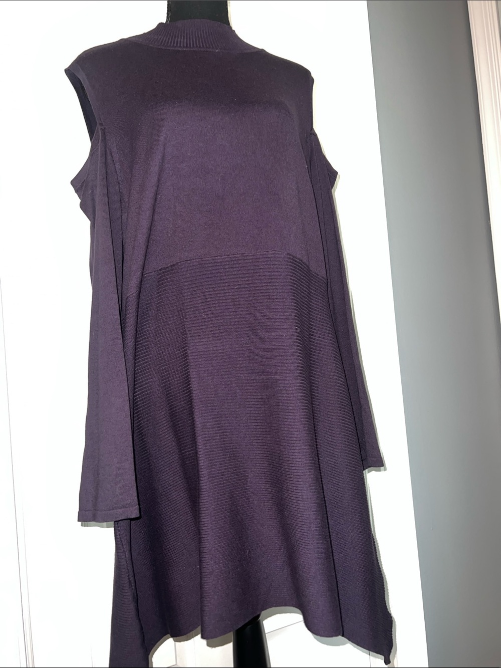 Style & Co. Cold-Shoulder Knit Dress in Deep Plum